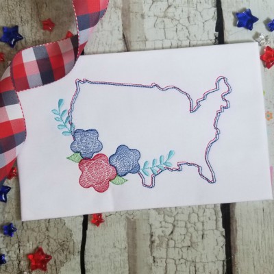 USA flowers sketch emb design